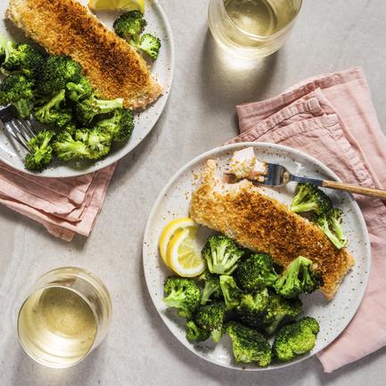 Panko-Crusted Salmon and Roasted Broccoli