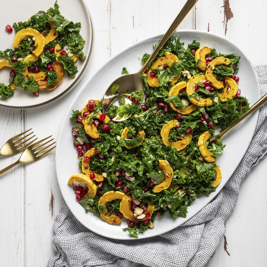 Roasted Delicata Squash Kale Salad Recipe • June Oven