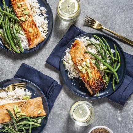 Miso Salmon with Green Beans and Rice