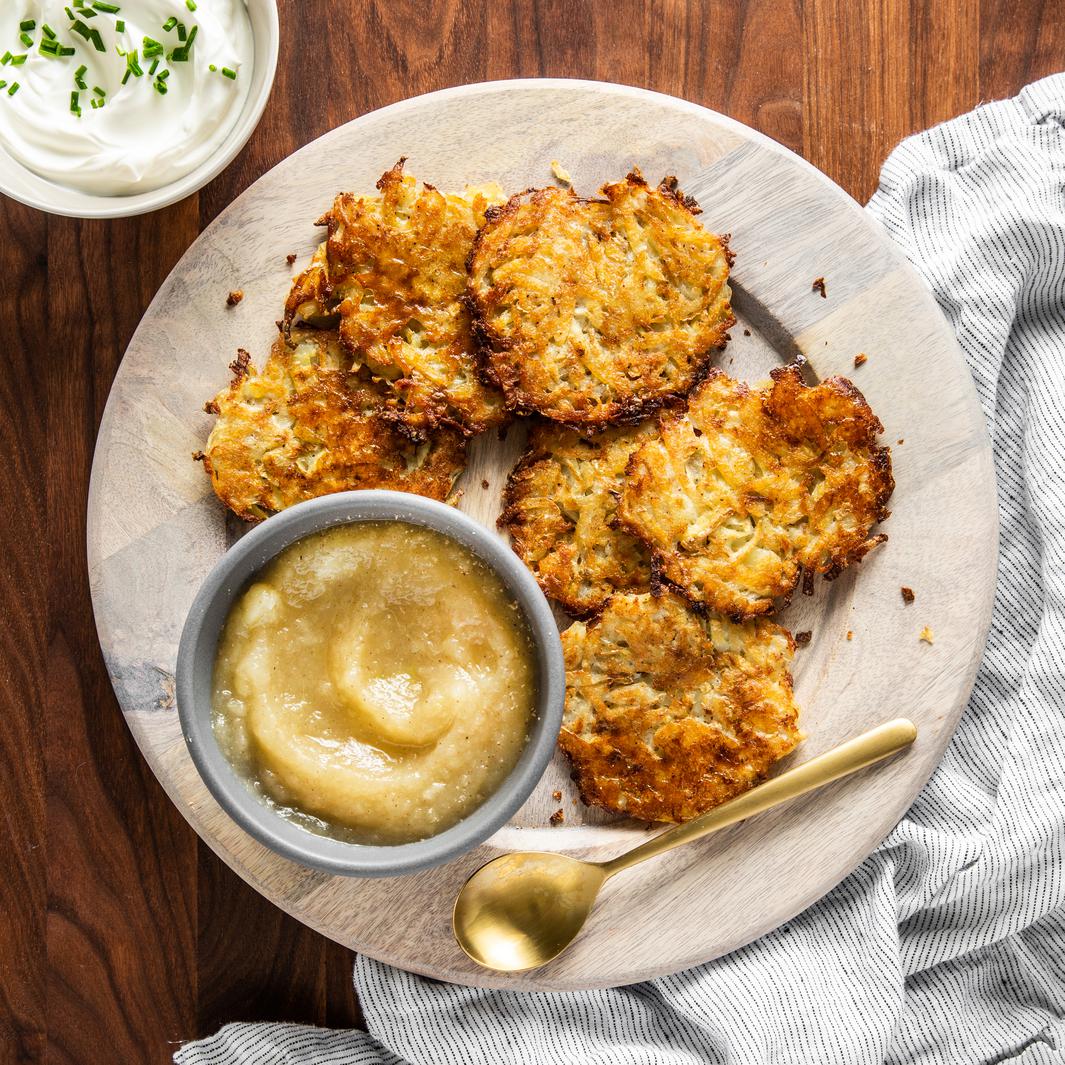 OvenFried Latkes with Stovetop Applesauce Recipe • June Oven