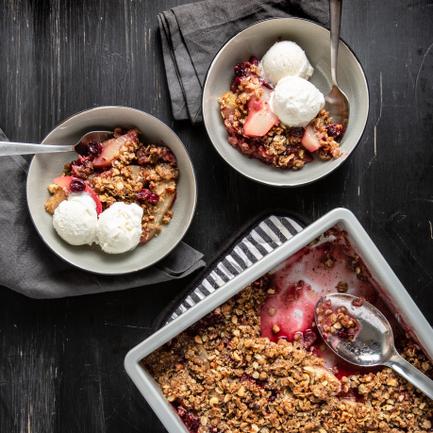 Vegan Cranberry Pear Hazelnut Crumble