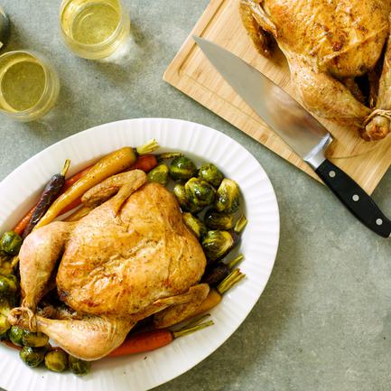Two Chickens and Vegetables