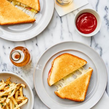 Ham and Pickles Grilled Cheese