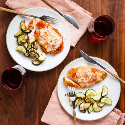Air-Fried Chicken Parmesan with Zucchini